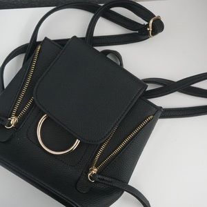 mini black leather backpack